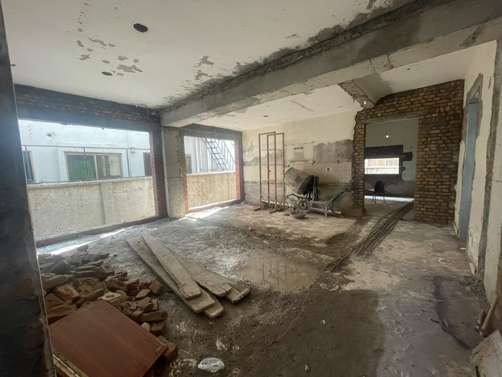 The same floor from the other end, with new openings along the front