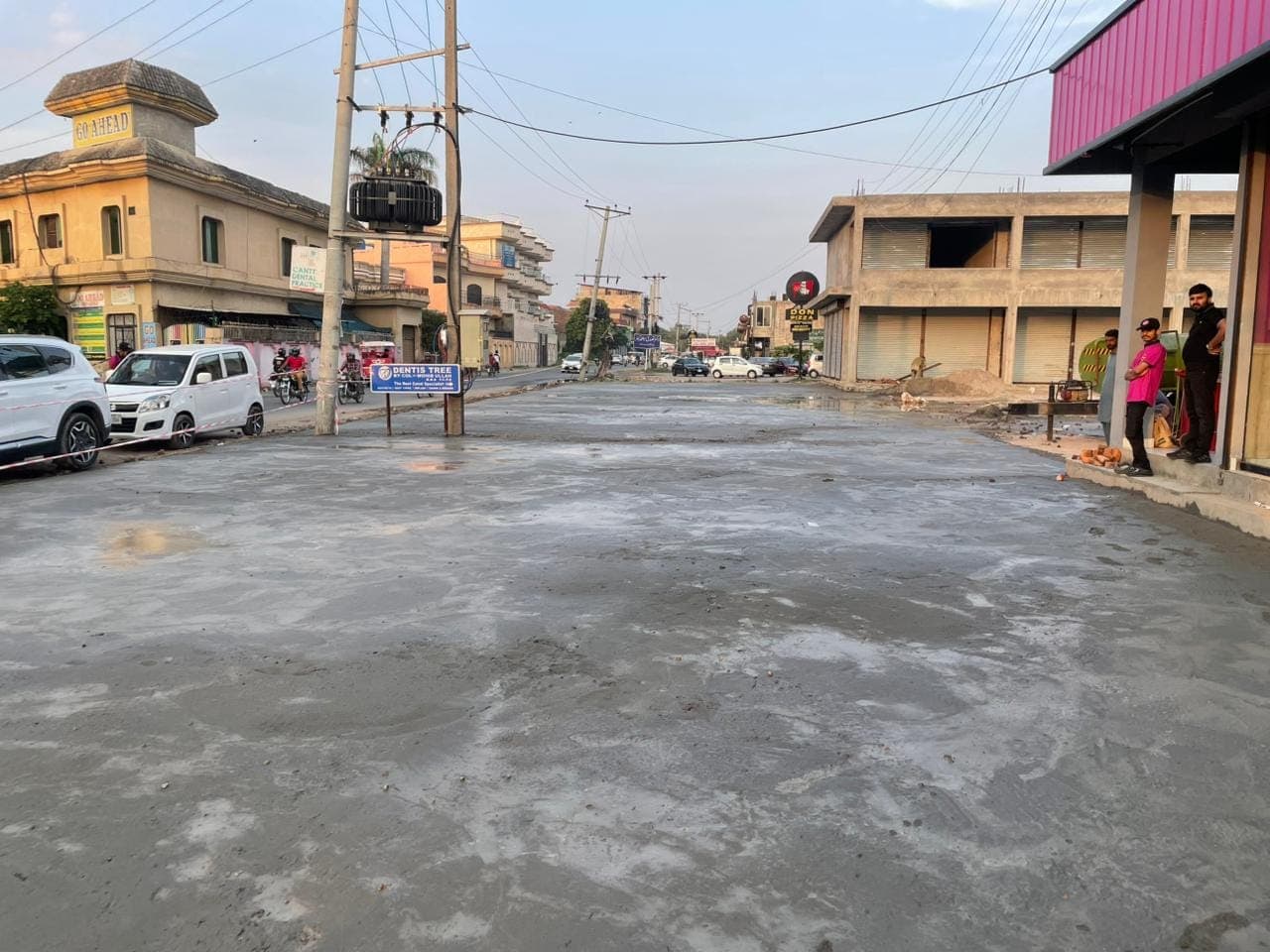 The finished concrete stretching across to the junction